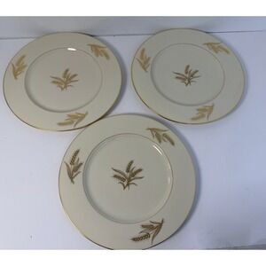 3 Lenox Harvest R-441 Dinner Plate 10.5" Cream Gold